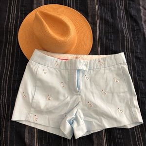 JCrew Swan Print Light Blue Chino Shorts